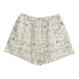 Lisa Says Gah Statues & Snakes Off White Print Mini Boxer Shorts High Waisted S